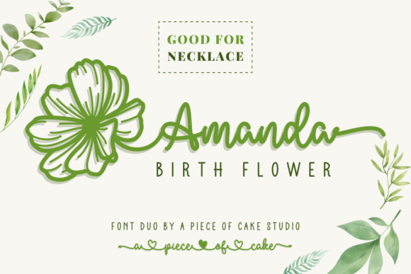 Amanda Birth Flower Duo: Vintage Script & Sans Serif Elegance